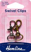 Wide Straps Metal Swivel Clips, 2 pack, 13mm